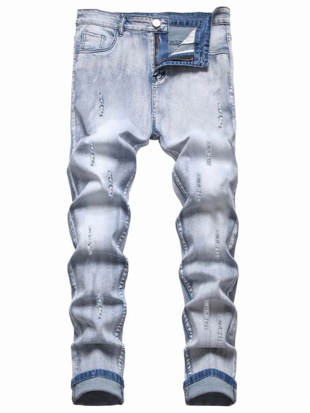 

romwe guys ripped jeans y1ze#, Blue