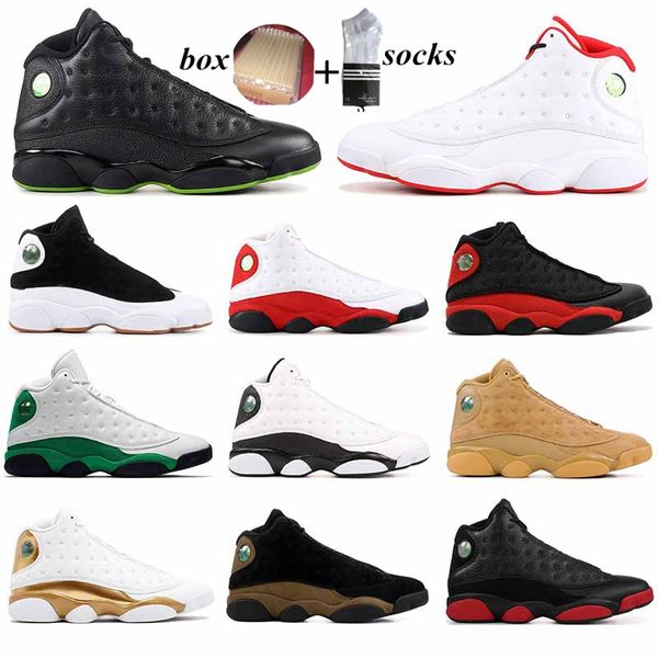 

with box jumpman 13 13s mens basketball shoes barons hyper royal chicago lucky green black white court purple men athletic sports sneakers