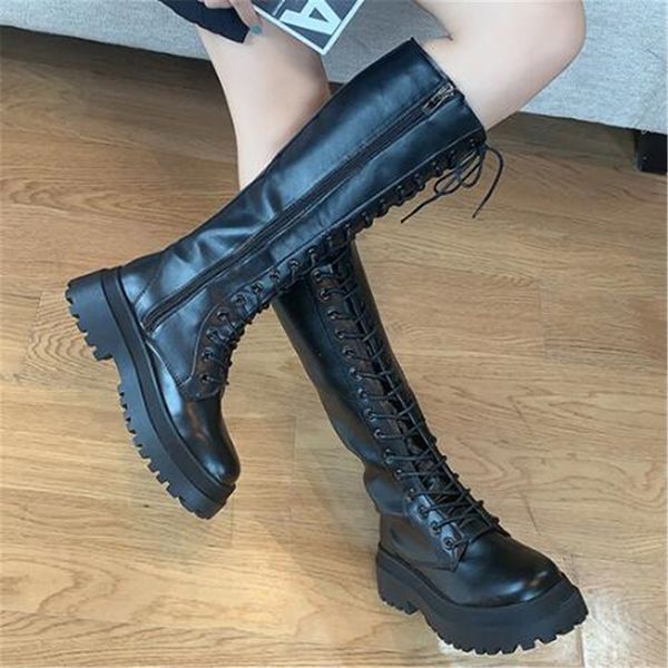 

new black 2021 fashion white leather women heels knee woman high front rentals even female boots 35-40 8r4t
