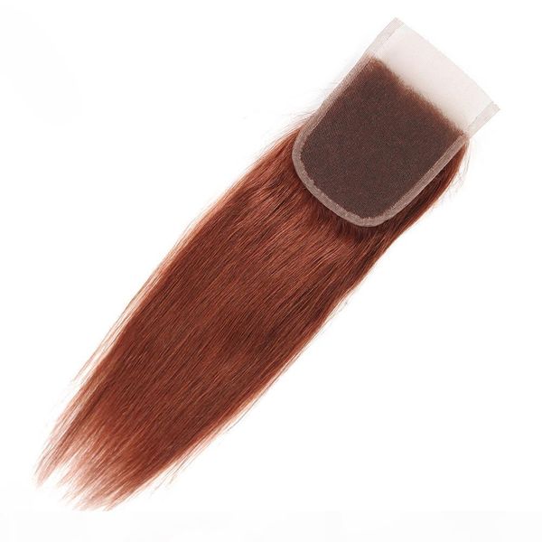 

#33 dark auburn 4x4 lace front closure with weave bundles 3pcs silky straight copper red peruvian virgin human hair 3 bundle deals, Black;brown