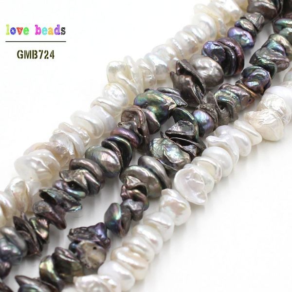 

natural 8-10mm white black freshwater pearl irregular beads for bracelets necklace diy jewelry making 15'' strand 200930
