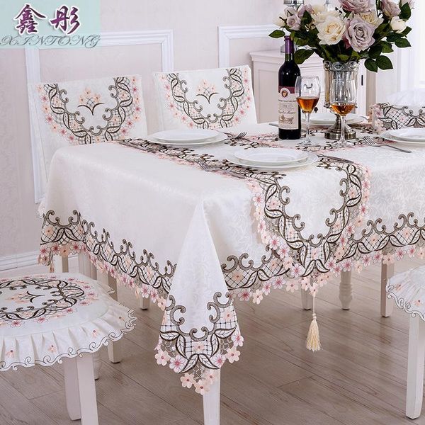 

europe flowers embroidered tablecloth white hollow lace dustproof table cover wedding banquet tv cabinet cover cloth yxlhei xhhair