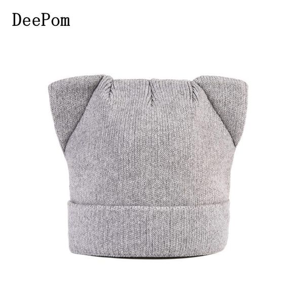 

DeePom Autumn Winter Hats For Women Cat Ears Skullies Beanies Hats with Ear Flaps Caps Ladies Beanies Bonnet Cute Hat Female New, Blue;gray