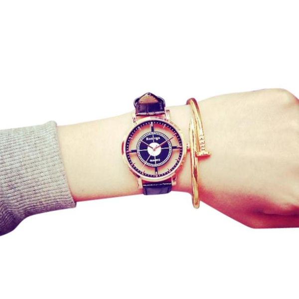 

ladies casual wrist watches women retro design hollow-out dial watch female clock men pu leather strap anlog quartz watch #yl5, Slivery;brown