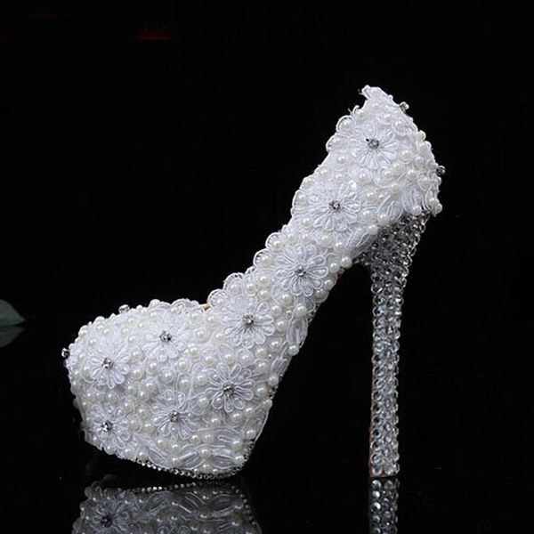 

gorgeous 12cm heel white lace wedding high heel shoes party prom dress shoes lady bridal popular formal, Black