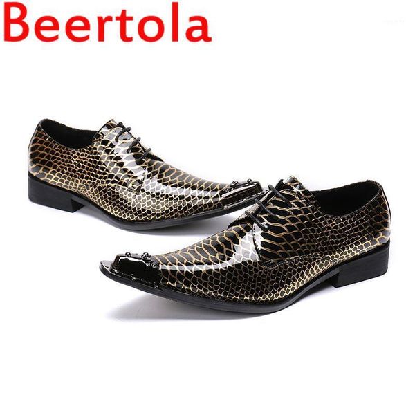 

brand beertola metal decoration patent leather flats for loafers lace-up fashion men casual shoes masculine chaussures party1, Black