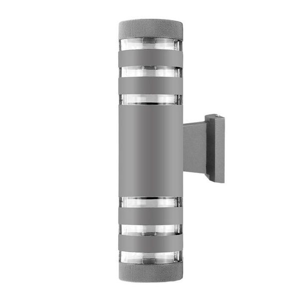 

round led wall light e27 dual head indoor outdoor waterproof sconce up down porch lamp (gray
