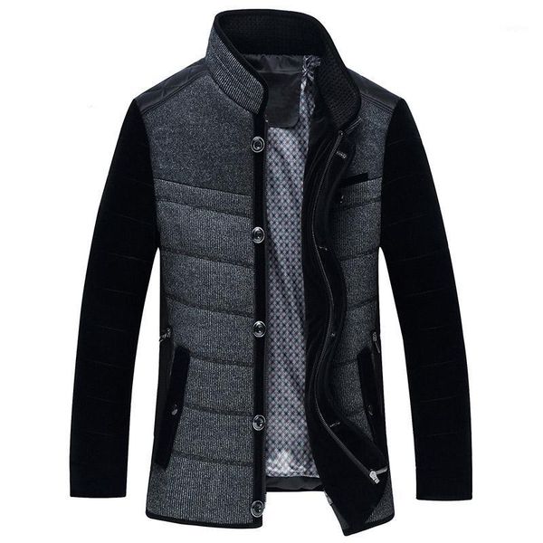 

contrast color patchwork smart business cotton parkas coats men stand collar single breasted zipper overcoat plus size  - 5xl1, Tan;black