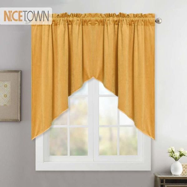 

nicetown luxury tailored thick velvet swag valance home decor thermal insulated half window curtain drapes for home kitchen1
