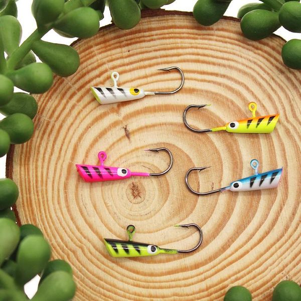 

gobygo 5pcs/lot 28mm 1.9g winter ice fishing lure metal hard bait sinking mini lead head hook jigging fishing tackle acc jllxrl