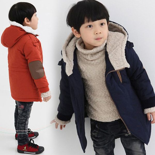 

winter boys coats autumn hooded cotton-padded casual kids thick jackets for boys 3-12y toddler teens children outerwear, Blue;gray