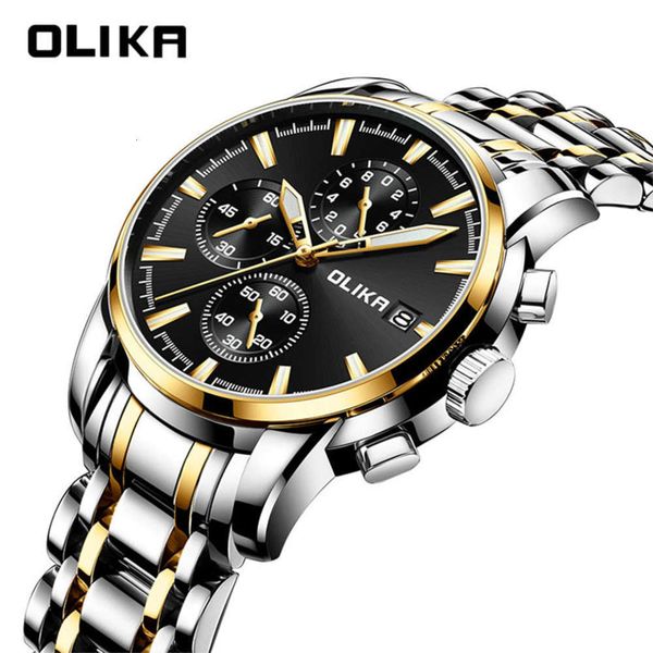 

olika / eureka fashion busins waterproof leisure luminous quartz precision steel band men's