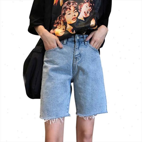 

women summer high waist shorts loose straight denim shorts vaqueros mujer short jeans femme streetwear ladies jeans capris c5396, White;black