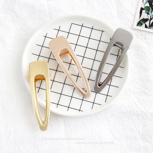 

version style simple hair clip new brushed alloy womens side clip hairpin hairpin wholesale fashion design, Golden;white