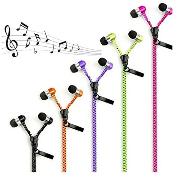 

zipper earphones headset 3.5mm jack bass earbuds in-ear zip earphone headphone with mic for samsung s6 android phone mp3 pc