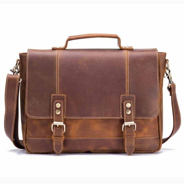 

briefcases men's briefcase bags 100% genuine leather business vintage male handbags messenger shoulder crossbody man travel laptote