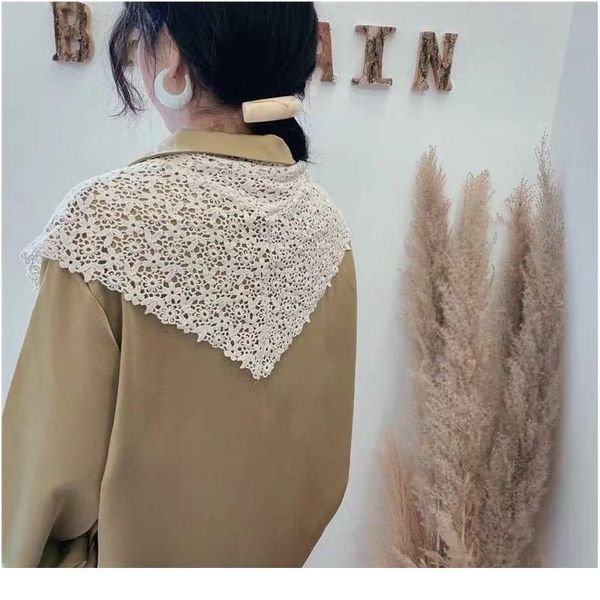 

lace knitted crochet hollow fake collar women small shawl decorative fake collar women clothes accessories detachabl qyldyb, Blue;red