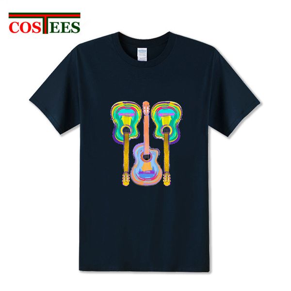 

sport hand-painted colorful guitar t shirts men classic rock versatile guitarist t-shirts guitar player music lovers perfect gift tees