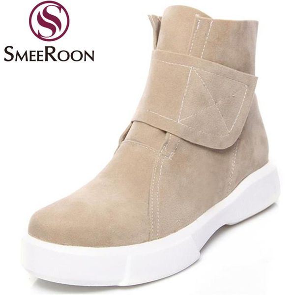 

smeeroon youth woman shoes round toe convenient winter boots campus ankle boots modern skid resistance casual fashion, Black