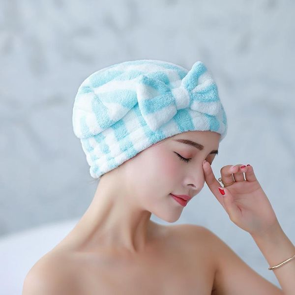 

dry hair towel with bowknot shower cap super absorbent quick drying hair cap bath accessories for women coral velvet h wmtpcq