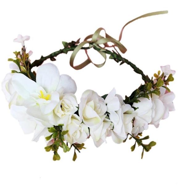 

rose flower wreath crowns festival headband women hair accessories headdress girl floral garlands wedding party floral qylemm