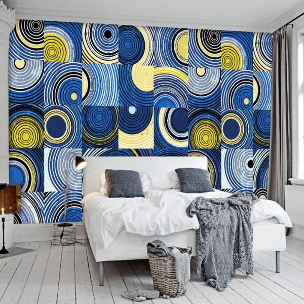 

wallpapers home improvement decorative painting wallpaper for walls 3d silk retro creative geometric mosaic tv