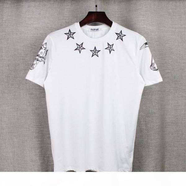 

2017 fashion brand mens t-shirts men short sleeve casual tshirt tee mens with short tee tee stars 74 numbers printing, White;black
