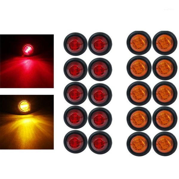 

20x red + amber led side marker light flush mount truck trailer 12v 3/4 inch1