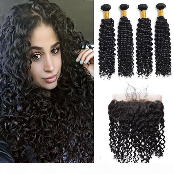 

mongolian deep wave lace front closure with baby hair 13x4 virgin human hair full lace frontal deep curly hair, Black;brown
