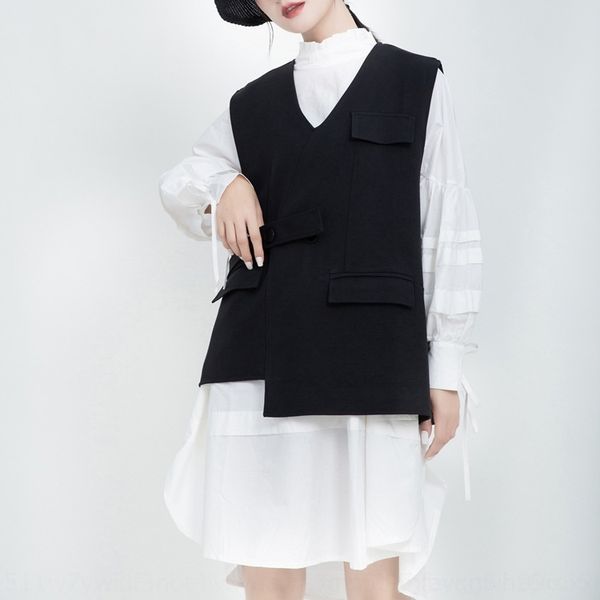 

hu2tp winter and vest jacket vestelegant waistcoat 2020 jacket women 1211 women shoulder vest in autumn and fashionable for dark wear v45pd, White;black