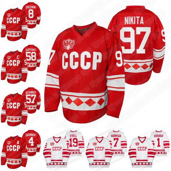

27 rodion amirov russia 75th anniversary jersey timur faizutdinov alexander romanov vasily podkolzin anton slepyshev vladislav tretiak askar, Black;red