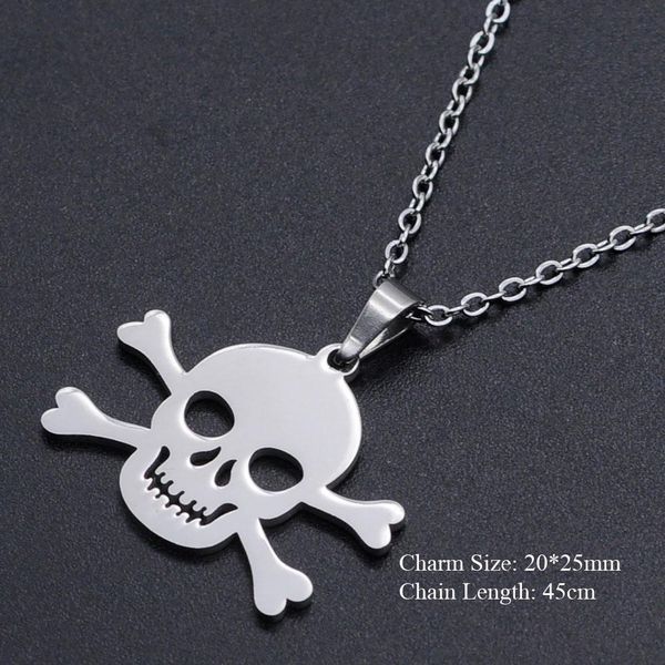 

опасный знак череп нержавеющая сталь очарование очарование для женщин изящные стальные ожерелья dropshipping мода ювелирные изделия ожерелья, Bronze;silver