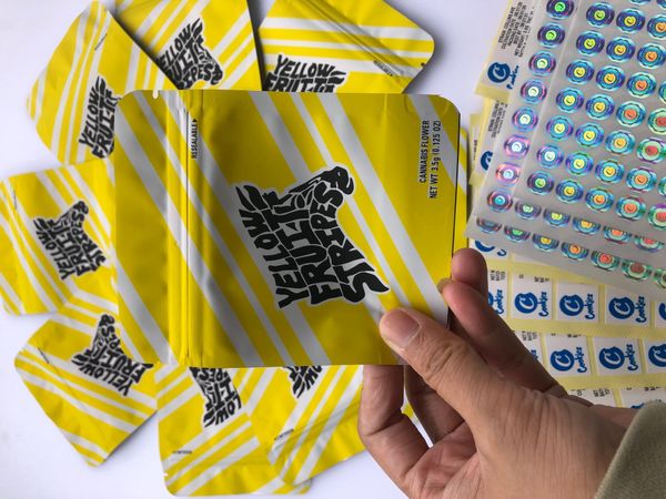 

hologram edibles nerds fruit mylar label 3.5g stickers bags and stripes bags empty black bag flavors yellow bbypz bdebaby