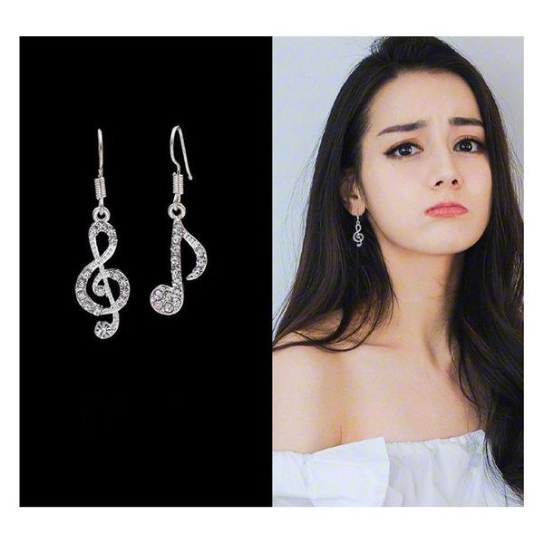 

geometric musical notes music asymmetrical earrings wholesa sqcyfg queen66, Silver