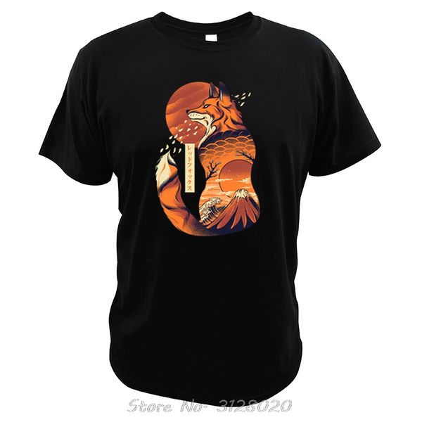 

japanese fox t shirt japan fujisan background creative design short sleeved men harajuku tshirt sport hooded sweatshirt hoodie