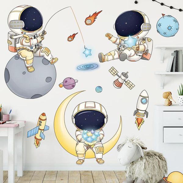 

wall stickers removable cartoon space astronaut for kids room nursery decor pvc decals baby home decoration1