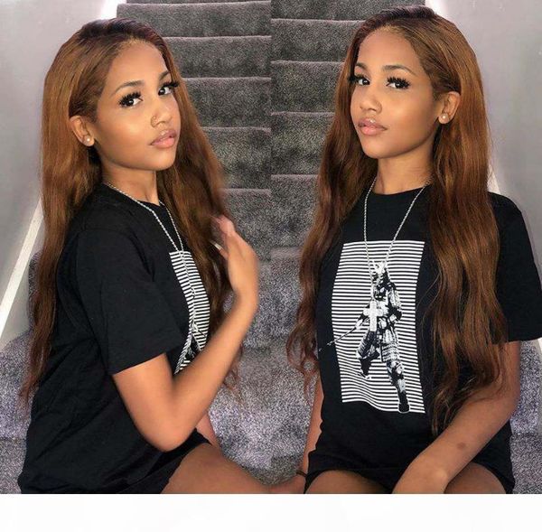 

full lace silk base ombre chocolate brownbody wave human hair wigs 150density 360 lace frontal wigs for black women, Black;brown