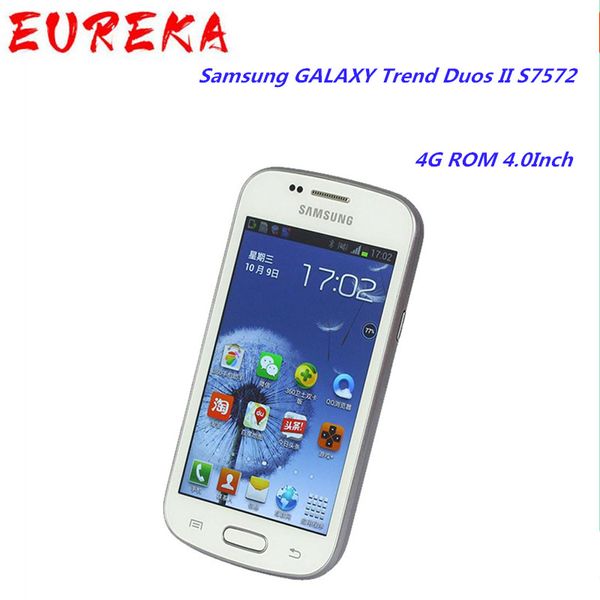 Original recondicionado Samsung Galaxy Tendência Duos II S7572 3G WCDMA Celular Telefones 4G ROM 4.0 polegadas Desbloqueado Wi-Fi 802.11 Solteiro SIM (mini-sim)