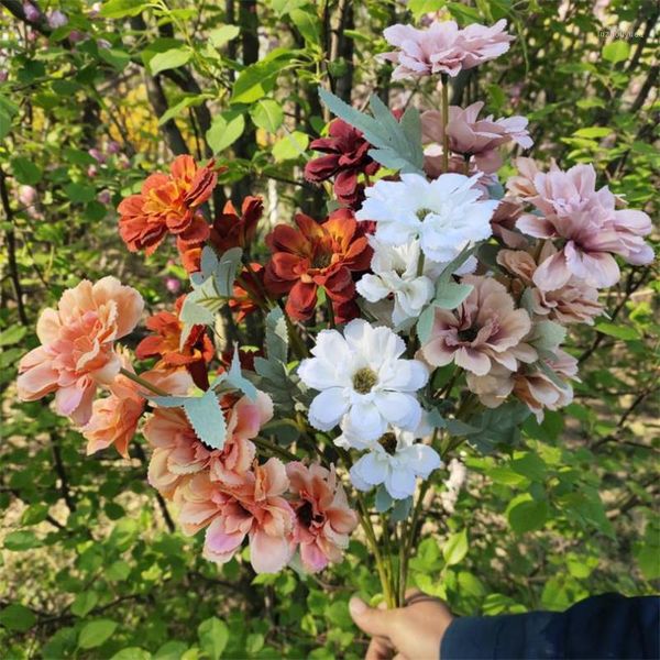 

7pcs fake rhododendron (5 stems/piece) 23.62" length simulation autumn camellia for home wedding decorative artificial flowers1