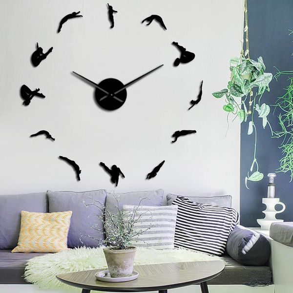 

high dive спорт wall art home decor часы часы divers дайвинг силуэт diy наклейки бескаркасных большие divers настенные часы подарочные bbylo