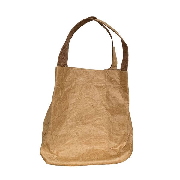 

custom kraft paper one-shoulder bag crossbody women's retro tote bucket supplier paper shopping bags