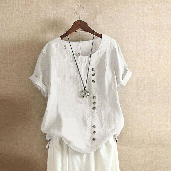 

blouses woman summer o-neck big size tunic 2020 casual short sleeve oversize blouse blusa feminina1, White