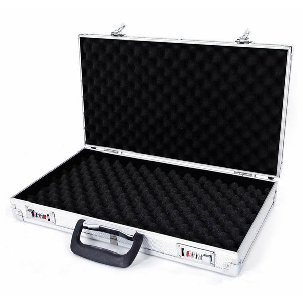 

aluminum framed locking gun case pistol handgun lock box hard storage silver