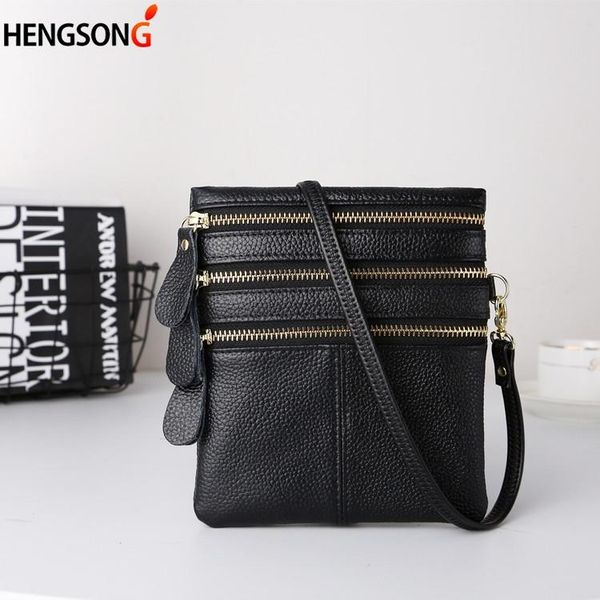 

women's wallet messenger bag leather simple multi-package three zipper messenger bag shoulder