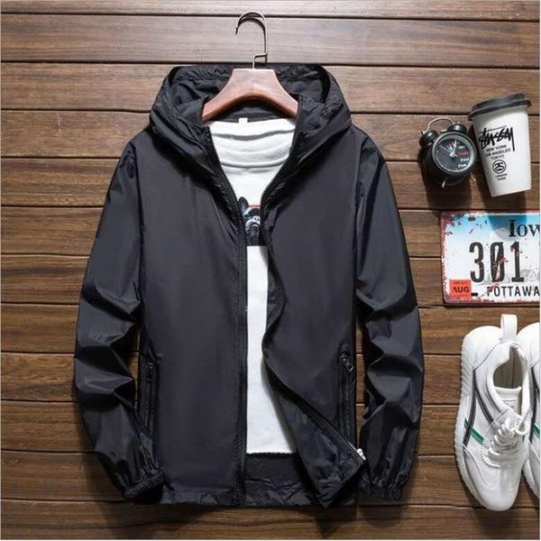 Nova Primavera / Outono Casaco Casual Hip Hop Streetwear Mão Flores Homens Windbreaker Capuz Casaco Dropshipping 201123