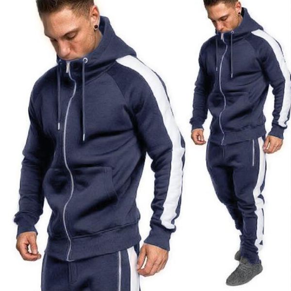 

2021 new brand men tracksuits outwear hoodies zipper sports suit sets male sweatshirts cardigan men set clothing pants plus size, Gray