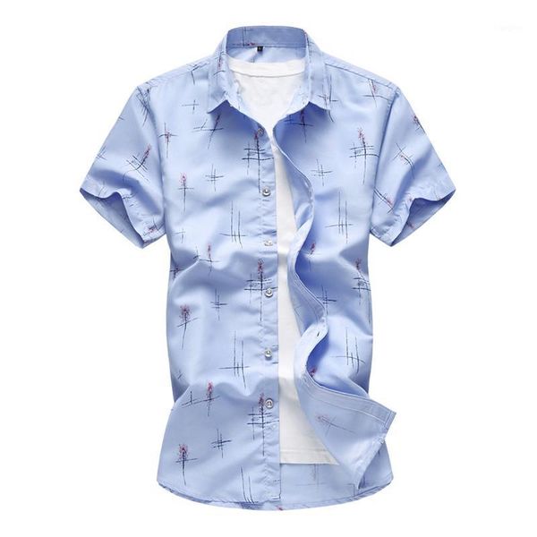 

2020 summer new men's casual shirt fashion print slim short sleeve shirt hawaiian brand clothing plus size 5xl 6xl 7xl1, White;black