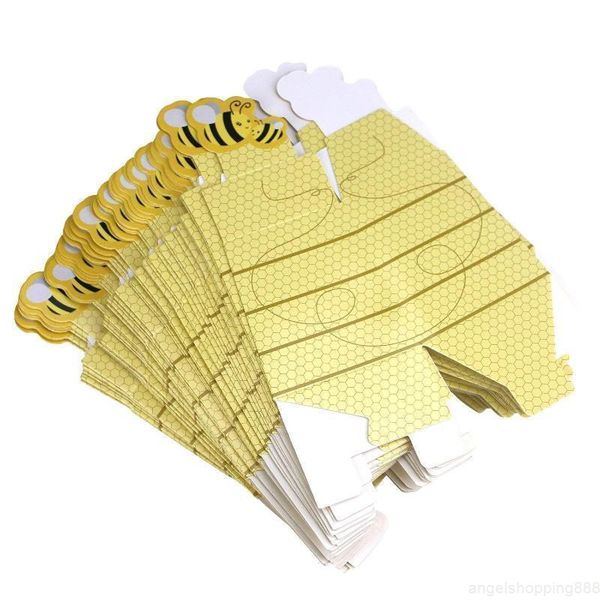 

50pcs/lot cute shower favor cartoon honey bee paper candy box adorable kids birthday party newborn baby gifts decor