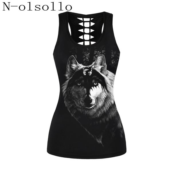 

n-olsollo animals 3d printed black tees gothic punk hallow out tank vests sleeveless o neck slim shirts drop ship y200422, White