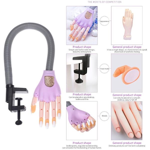 

nail training hand flexible artificial tools manicure practice simulation fingers model display false bendable movable